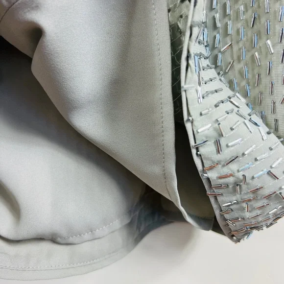 ZARA Gray Silver Beaded Spaghetti Strap Mini Dress S NWT - Picture 11 of 13